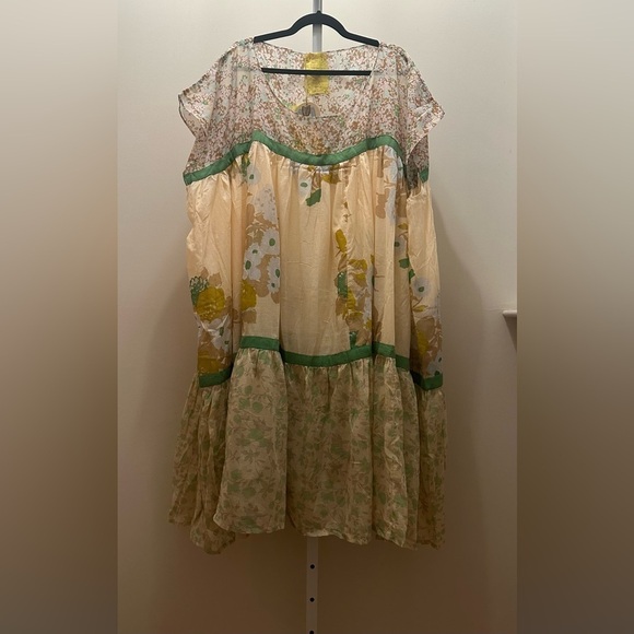 NEW Yvonne S Wind Cotton Floral Dress Sz L Net-a-Porter FLOWER FIELD LIGHT PEACH - Picture 3 of 10